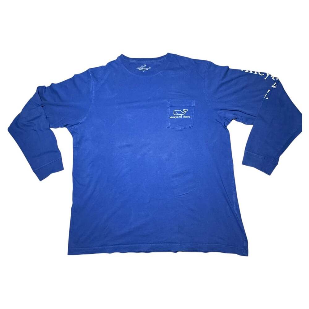 Vineyard Vines Vintage Whale Long Sleeve Pocket T-Shirt Blue Size L